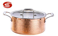 Tri-ply Copper Hammered CAsserole with Glass lid